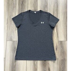 Under Armour Gray Women's Sz M UA Tech Solid V-Neck Short-Sleeve T-Shirt